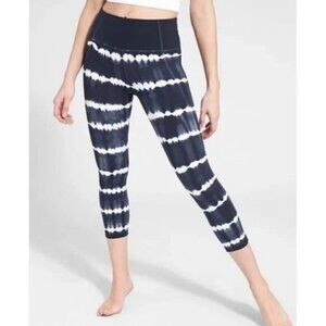 Athleta Navy Tie Dye Salutation High Rise Capri Leggings Size XS